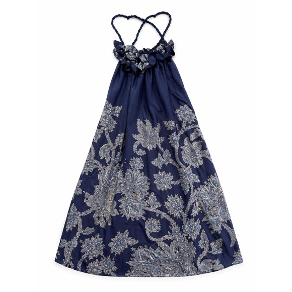 INC International Concepts Dresses & Skirts - INC Navy Ruffle Neck Paisley Midi Dress Boho Cottagecore S